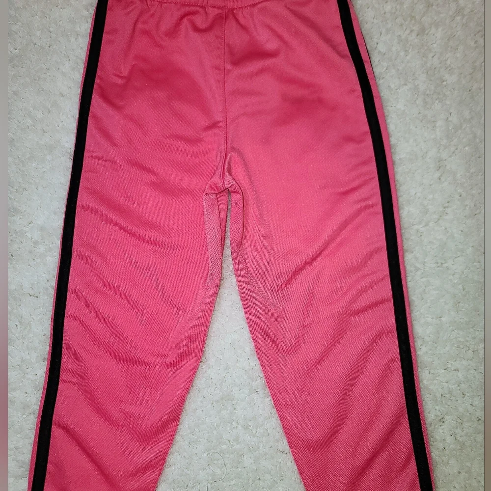 Adidas Pink Tracksuit with Black Accents Girls 4t
